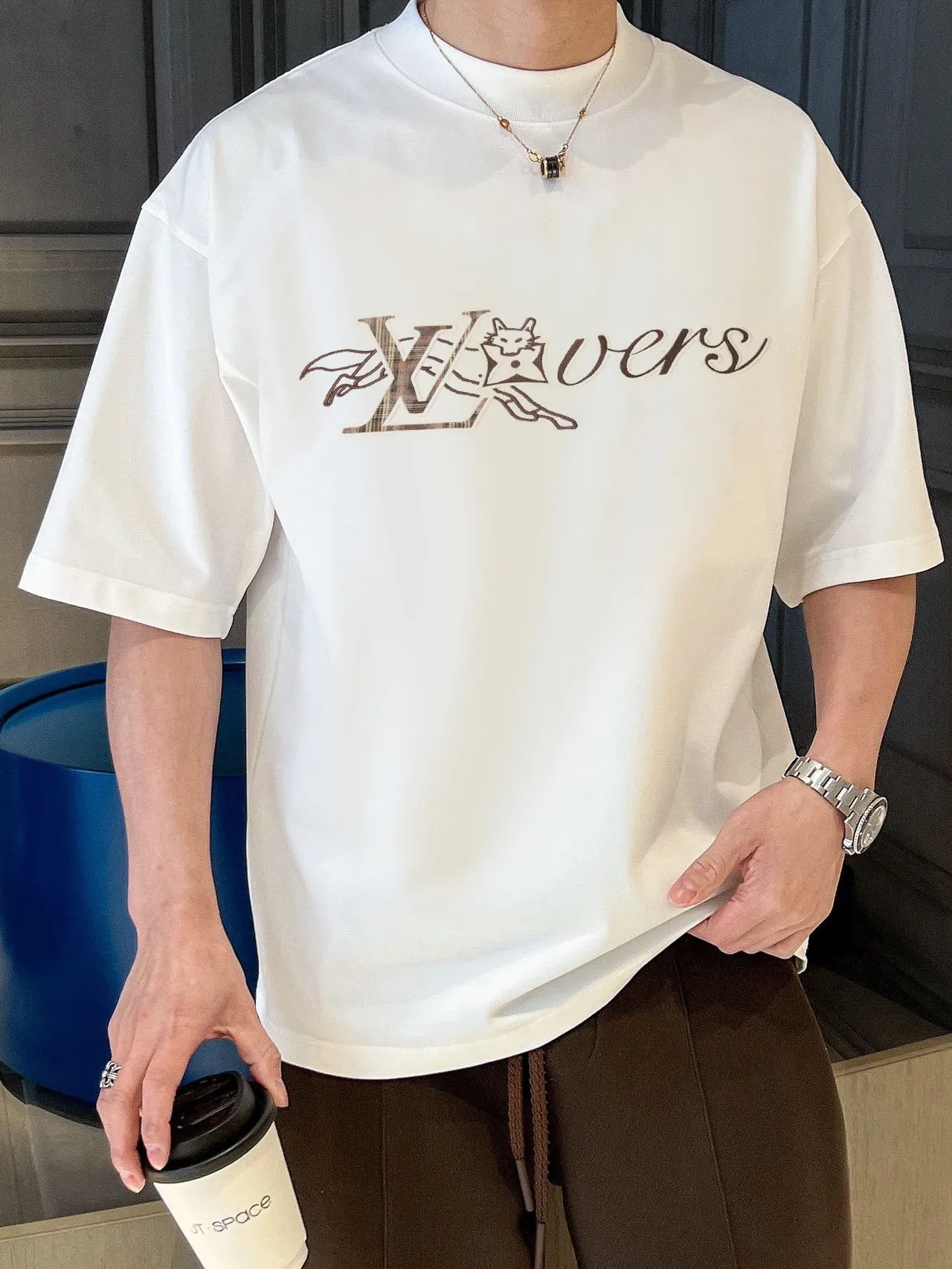Louis Vuitton/Louis Vuitton 26ss fox letter embroidered short sleeves